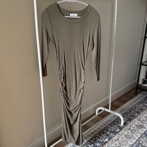 Michael Stars Sage Green 3/4 Sleeve Midi Dress